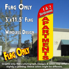 1 & 2 Bedroom Apartments Windless Advertising Feather Flag Only