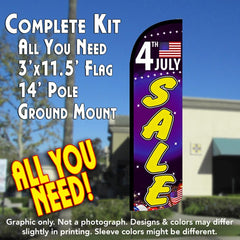 4Th Of July Sale Windless Advertising Feather Flag Kit (Flag, Pole, & Ground Spike) 14 Feet Outdoor Flags