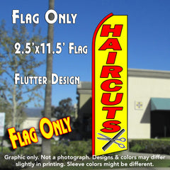 Haircuts (Yellow/Red) Windless Advertising Feather Flag Only