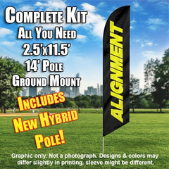 Alignment (Black/Yellow) Windless Advertising Feather Flag Kit (Flag, Pole, & Ground Spike) 14 Feet Outdoor Flags