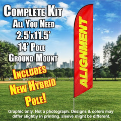 Alignment (Red/Yellow) Windless Advertising Feather Flag Kit (Flag, Pole, & Ground Spike) 14 Feet Outdoor Flags
