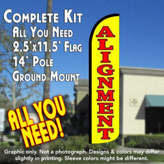 Alignment (Yellow) Windless Advertising Feather Flag Kit (Flag, Pole, & Ground Spike) 14 Feet Outdoor Flags