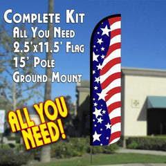 Usa American Beauty Windless Advertising Feather Flag Kit (Flag, Pole, & Ground Spike) 14 Feet Outdoor Flags