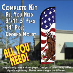 American Glory (Eagle) Windless Advertising Feather Flag Kit (Flag, Pole, & Ground Spike) 14 Feet Outdoor Flags