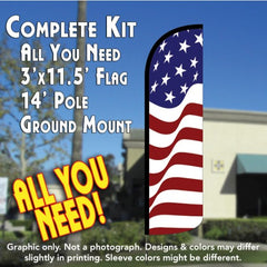 American Glory Windless Advertising Feather Flag Kit (Flag, Pole, & Ground Spike) 14 Feet Outdoor Flags