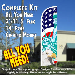 America'S Symbols Windless Advertising Feather Flag Kit (Flag, Pole, & Ground Spike) 14 Feet Outdoor Flags