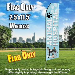 Animal Hospital Light Blue Windless Advertising Feather Flag Only