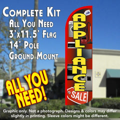 Appliance Sale (Red/Yellow) Windless Advertising Feather Flag Kit (Flag, Pole, & Ground Spike) 14 Feet Outdoor Flags