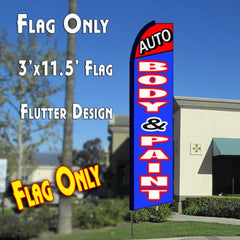 Auto Body & Paint (Red/Blue) Windless Advertising Feather Flag Only