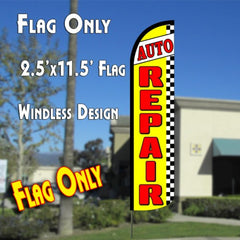 Auto Repair (Yellow/Checkered) Windless Advertising Feather Flag Only