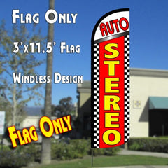 Auto Stereo (Checkered) Windless Advertising Feather Flag Only