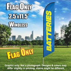 Batteries (Blue/Yellow) Windless Advertising Feather Flag Only