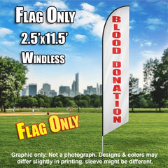 Blood Donation (Horizontal White/Red) Windless Advertising Feather Flag Only