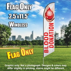 Blood Donation (White/Red With Hands) Windless Advertising Feather Flag Only