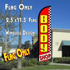 Body Shop (Red/Checkered) Windless Advertising Feather Flag Only