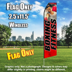 Boxing Fitness (Red/Horizontal Black Letters) Windless Advertising Feather Flag Only