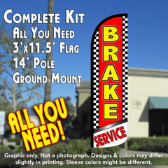 Brake Service (Checkered) Windless Advertising Feather Flag Kit (Flag, Pole, & Ground Spike) 14 Feet Outdoor Flags