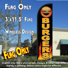 Burgers (Flames) Windless Advertising Feather Flag Only
