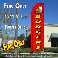 Burgers (Red) Windless Advertising Feather Flag Only
