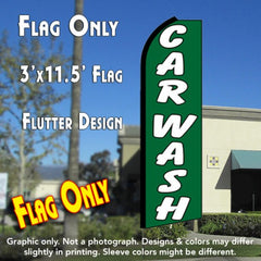Car Wash (Green/White) Windless Advertising Feather Flag Only