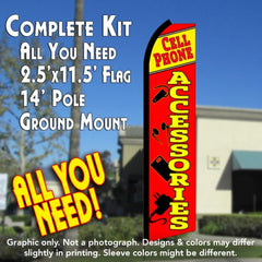 Cell Phone Accessories (Yellow/Red) Windless Advertising Feather Flag Kit (Flag, Pole, & Ground Spike) 14 Feet Outdoor Flags