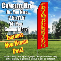 Champurrado (Red/Yellow) Windless Advertising Feather Flag Kit (Flag, Pole, & Ground Spike) 14 Feet Outdoor Flags