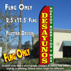 Desayunos Huevos Burritos Y Mas (Red/Green) Windless Advertising Feather Flag Only