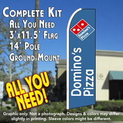 Domino'S Pizza Windless Advertising Feather Flag Kit (Flag, Pole, & Ground Spike) 14 Feet Outdoor Flags