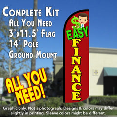 Easy Finance Windless Advertising Feather Flag Kit (Flag, Pole, & Ground Spike) 14 Feet Outdoor Flags