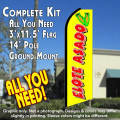 Elote Asado Windless Advertising Feather Flag Kit (Flag, Pole, & Ground Spike) 14 Feet Outdoor Flags