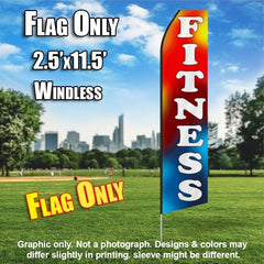 Fitness (Red, Blue, Yellow/White) Windless Advertising Feather Flag Only