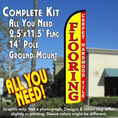Flooring (Carpet Tile Hardwood) Windless Advertising Feather Flag Kit (Flag, Pole, & Ground Spike) 14 Feet Outdoor Flags