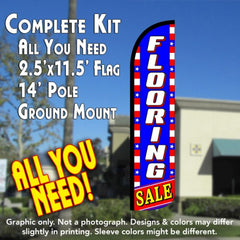 Flooring Sale (Blue/White/Stars) Windless Advertising Feather Flag Kit (Flag, Pole, & Ground Spike) 14 Feet Outdoor Flags
