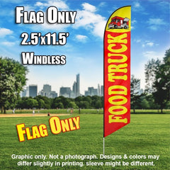 Food Truck Red Yellow Windless Advertising Feather Flag Only