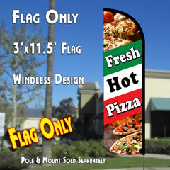 Fresh Hot Pizza (Tri-Color) Windless Advertising Feather Flag Only