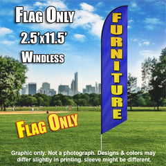 Furniture (Blue/Yellow Letters) Windless Advertising Feather Flag Only