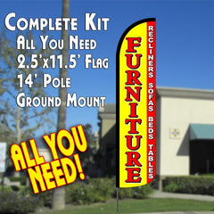 Furniture Sale (Red/Yellow) Windless Advertising Feather Flag Kit (Flag, Pole, & Ground Spike) 14 Feet Outdoor Flags