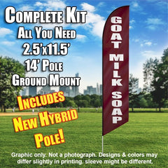 Goat Milk Soap (Maroon/White) Windless Advertising Feather Flag Kit (Flag, Pole, & Ground Spike) 14 Feet Outdoor Flags