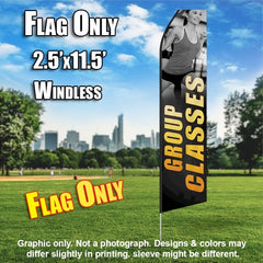 Group Classes Women Fitness (Gray/Yellow) Windless Advertising Feather Flag Only