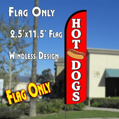 Hot Dogs (Red/White) Windless Advertising Feather Flag Only