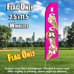 Ice Cream (Pink/Cones) Windless Advertising Feather Flag Only