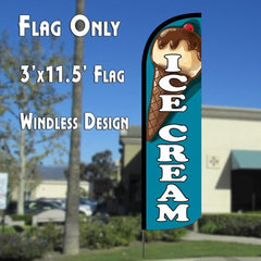 Ice Cream (Teal) Windless Advertising Feather Flag Only