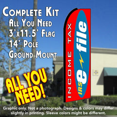Income Tax E-File Windless Advertising Feather Flag Kit (Flag, Pole, & Ground Spike) 14 Feet Outdoor Flags
