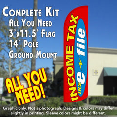Income Tax E-File (Red/Yellow) Windless Advertising Feather Flag Kit (Flag, Pole, & Ground Spike) 14 Feet Outdoor Flags