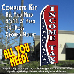 Income Tax Service (Bwr) Windless Advertising Feather Flag Kit (Flag, Pole, & Ground Spike) 14 Feet Outdoor Flags
