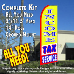 Income Tax Service (Yellow/Red) Windless Advertising Feather Flag Kit (Flag, Pole, & Ground Spike) 14 Feet Outdoor Flags