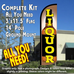 Liquor (Bottle) Windless Advertising Feather Flag Kit (Flag, Pole, & Ground Spike) 14 Feet Outdoor Flags