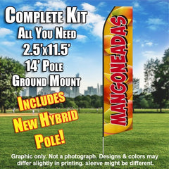 Mangoneadas (Orange/Red) Windless Advertising Feather Flag Kit (Flag, Pole, & Ground Spike) 14 Feet Outdoor Flags