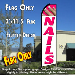 Nails (White/Pink) Windless Advertising Feather Flag Only