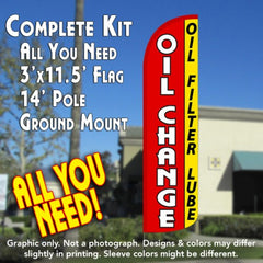Oil Change (Oil Filter Lube) Windless Advertising Feather Flag Kit (Flag, Pole, & Ground Spike) 14 Feet Outdoor Flags